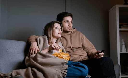 a couple watching a movie