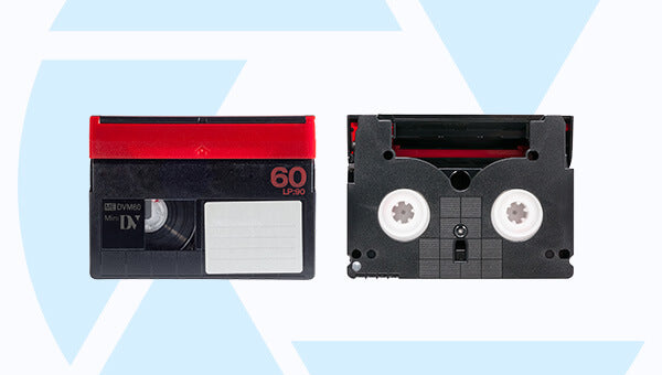 Front and back image of MiniDV videotape