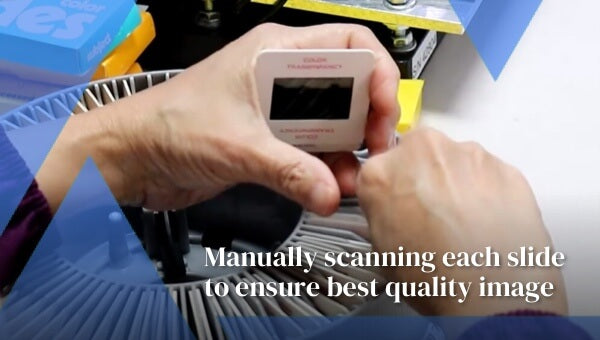 Manually scanning each slide to ensure best quality image
