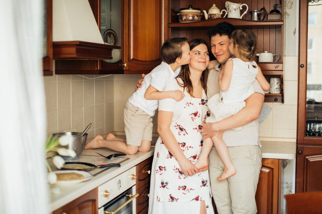 a happy family ready for a fun summer project 