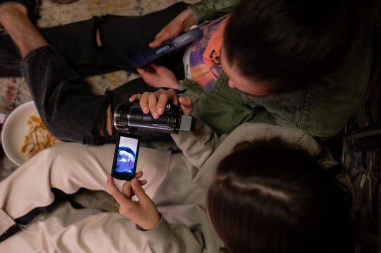 people looking at the camera footage